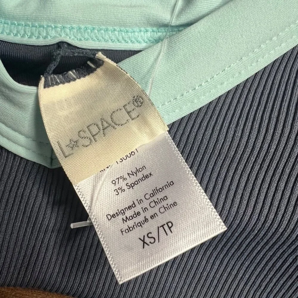 L*Space Ribbed Lala Bikini‎ Top Size XS Slate-Pool-Inka Gold Pullover NWT